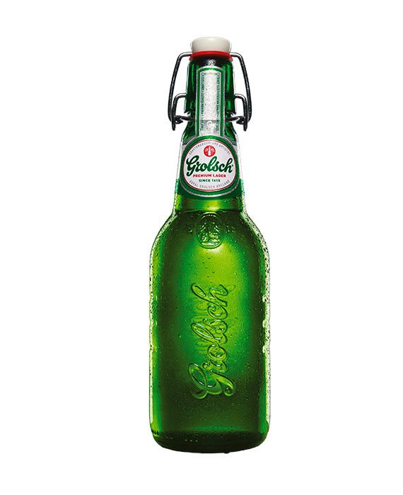 Botella de Grolsch, cerveza de importación distribuida por Comercial Williams
