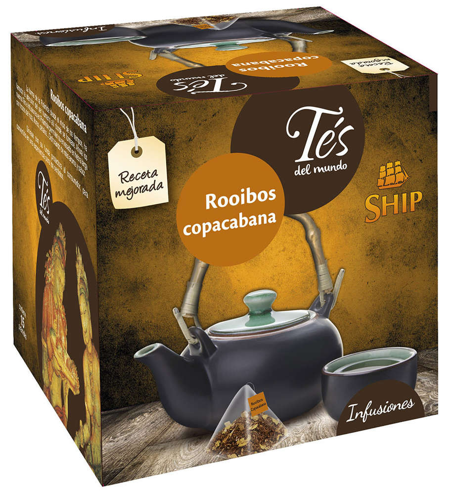Caja de tés ship pirámide, té rooibos copacabana, distribuidores de cafés y tés